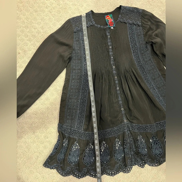 Johnny Was | Embroidered Black and Navy Blouse | Size: XS - Picture 5 of 12